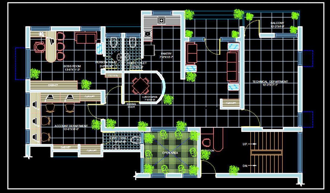 Ground Floor Office Layout in AutoCAD - 50'x25' Plan